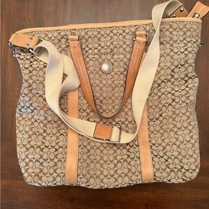 Coach Beige and Brown Signature Tote
